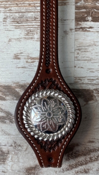 Rope Edge Flower Engraved Concho glänzend 1 3/4